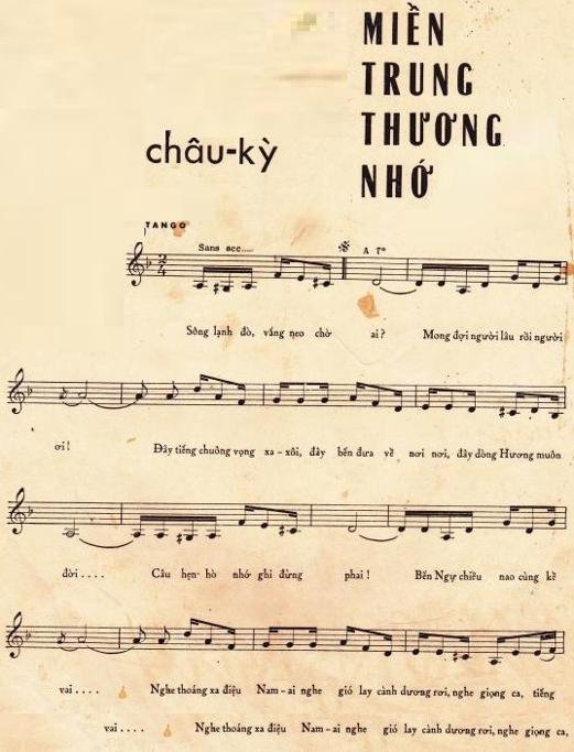 Sheet nhạc Miền Trung Thương Nhớ